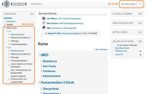 Screenshot of the moodle starting page