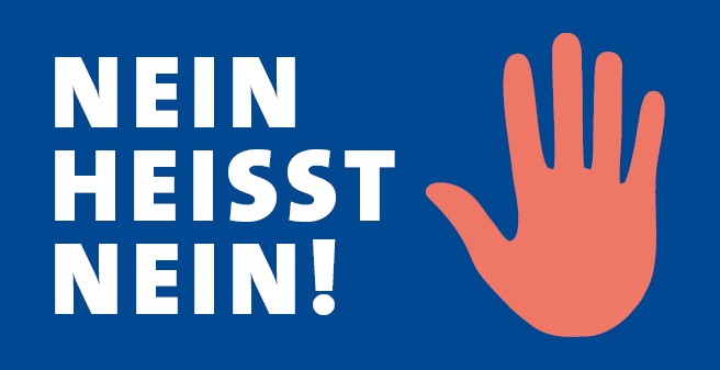 Roter Handabdruck als Stopp-Hinweis