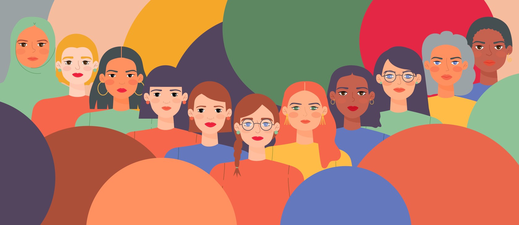 Hero- und Teaserbild für Professorinnen im UKE - die Grafik zeigt verschiedene Frauen