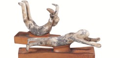 Getöpferte Schwimmerfiguren aus der Quing-Dynastie
